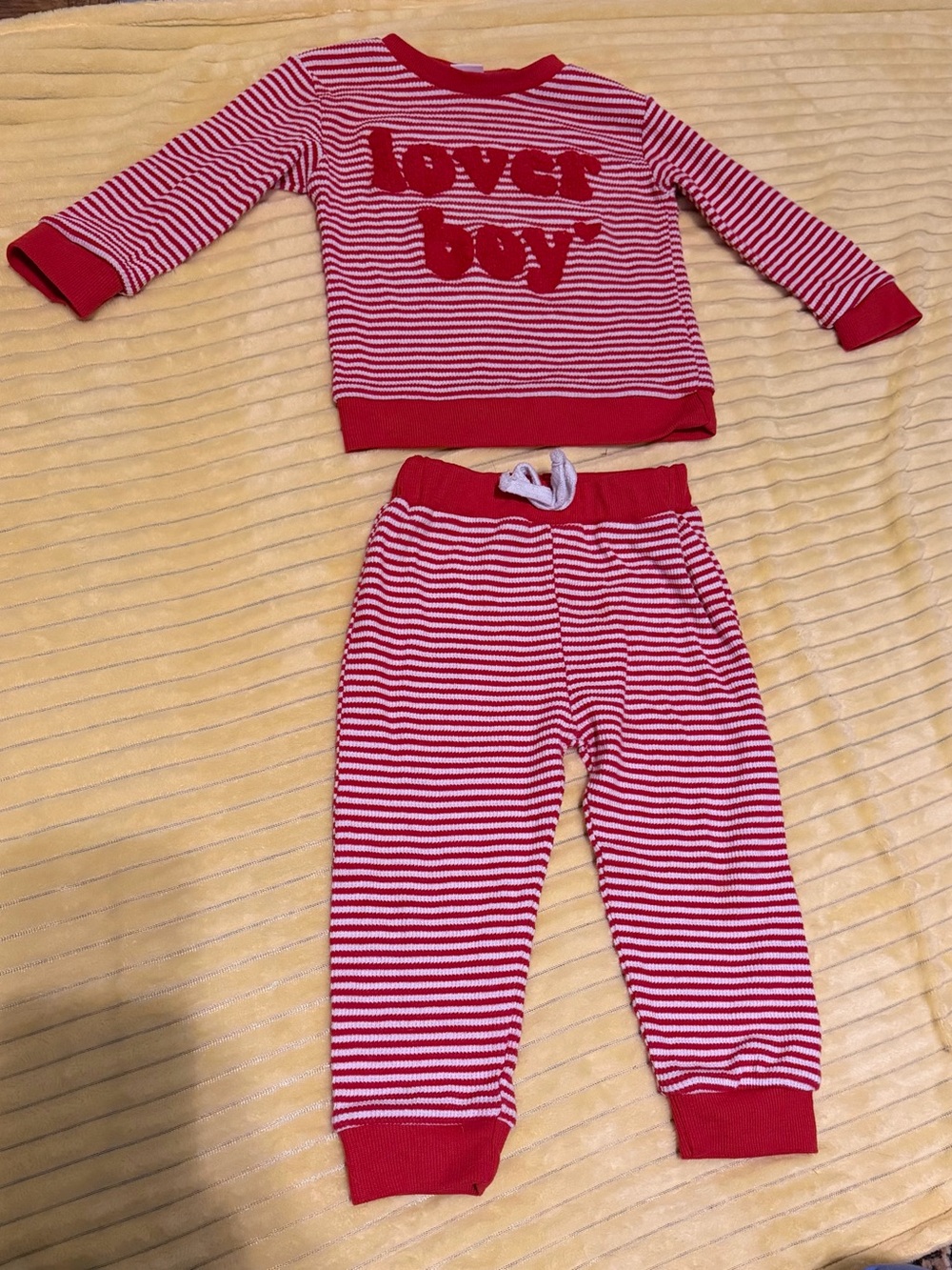 Red Stripe "lover boy" Kids Pajama Set